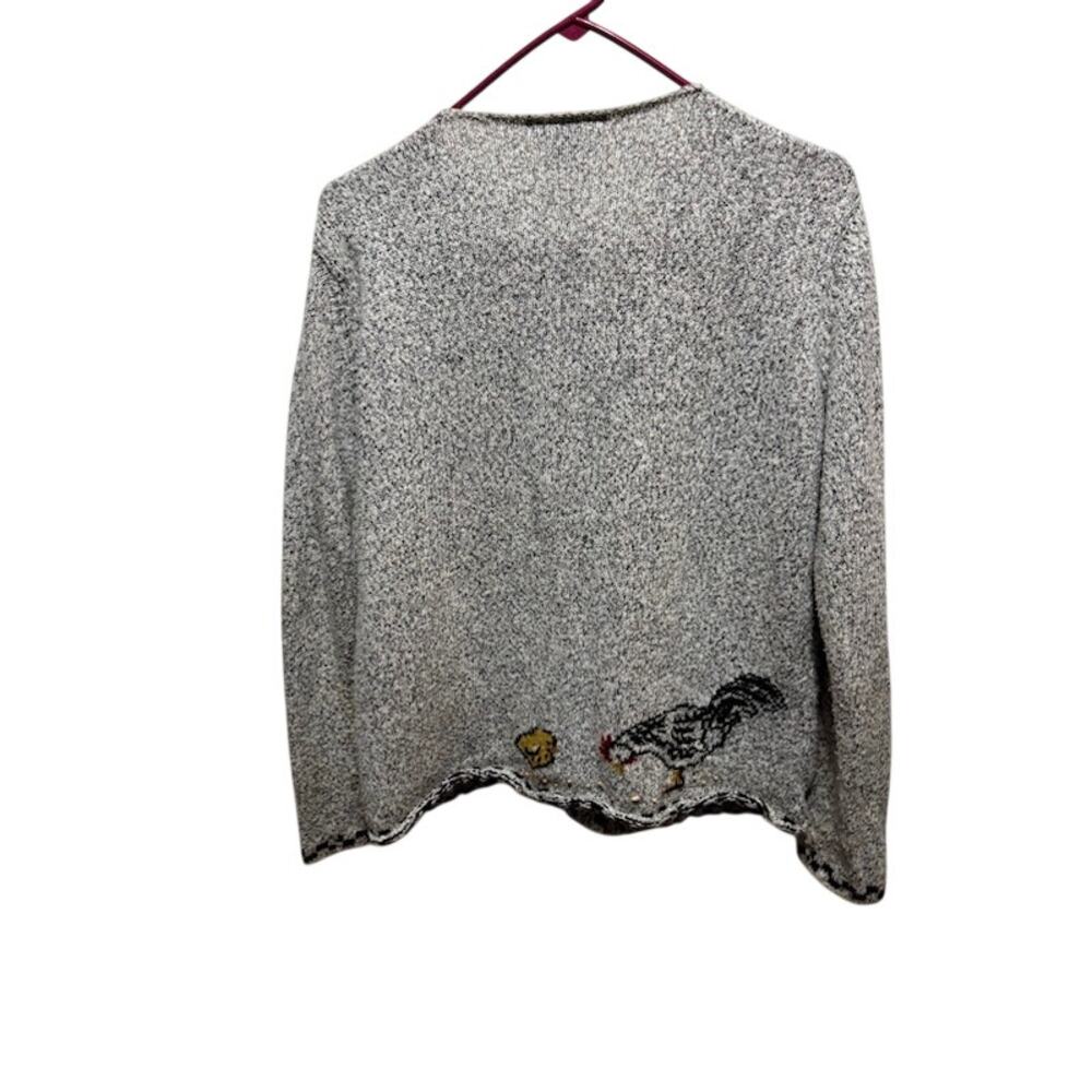 Vintage Northern Isles Chicken Cardigan Sweater Womens Medium Rooster Hen - Picture 2 of 9